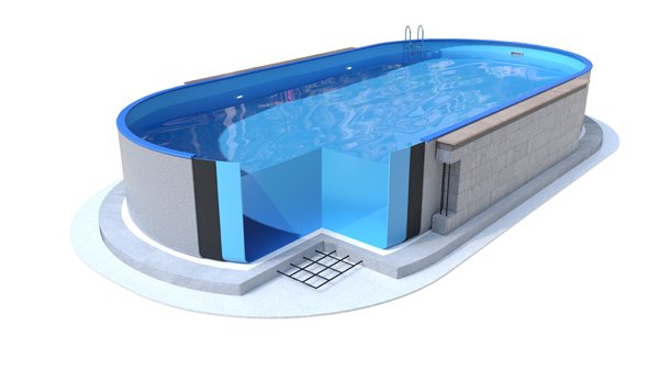Морозоустойчивый бассейн Ibiza овальный глубина 1,5 м размер 9х5м, голубой 600_337