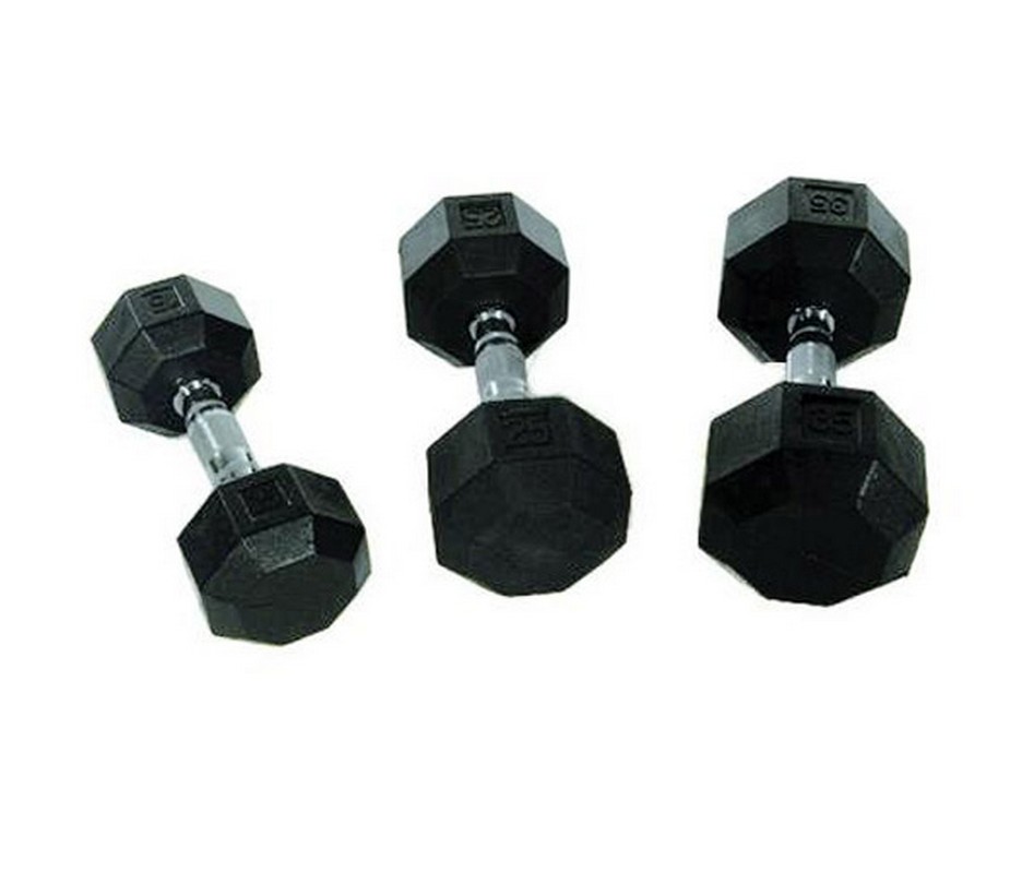 Гантель 25кг Perform Better Rubber Encased Hex Dumbbells 4137-25\BK-25-00 936_800